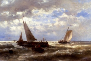ボート Painting - 風の強い日 アブラハム ハルク シニア ボートの海の風景